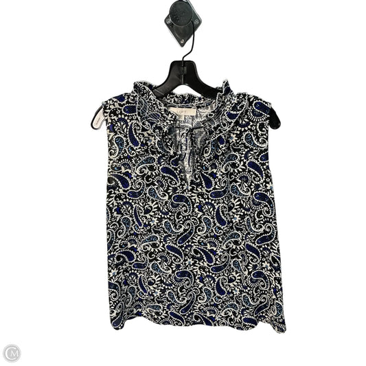 Top Sleeveless By Loft In Blue & White, Size: M