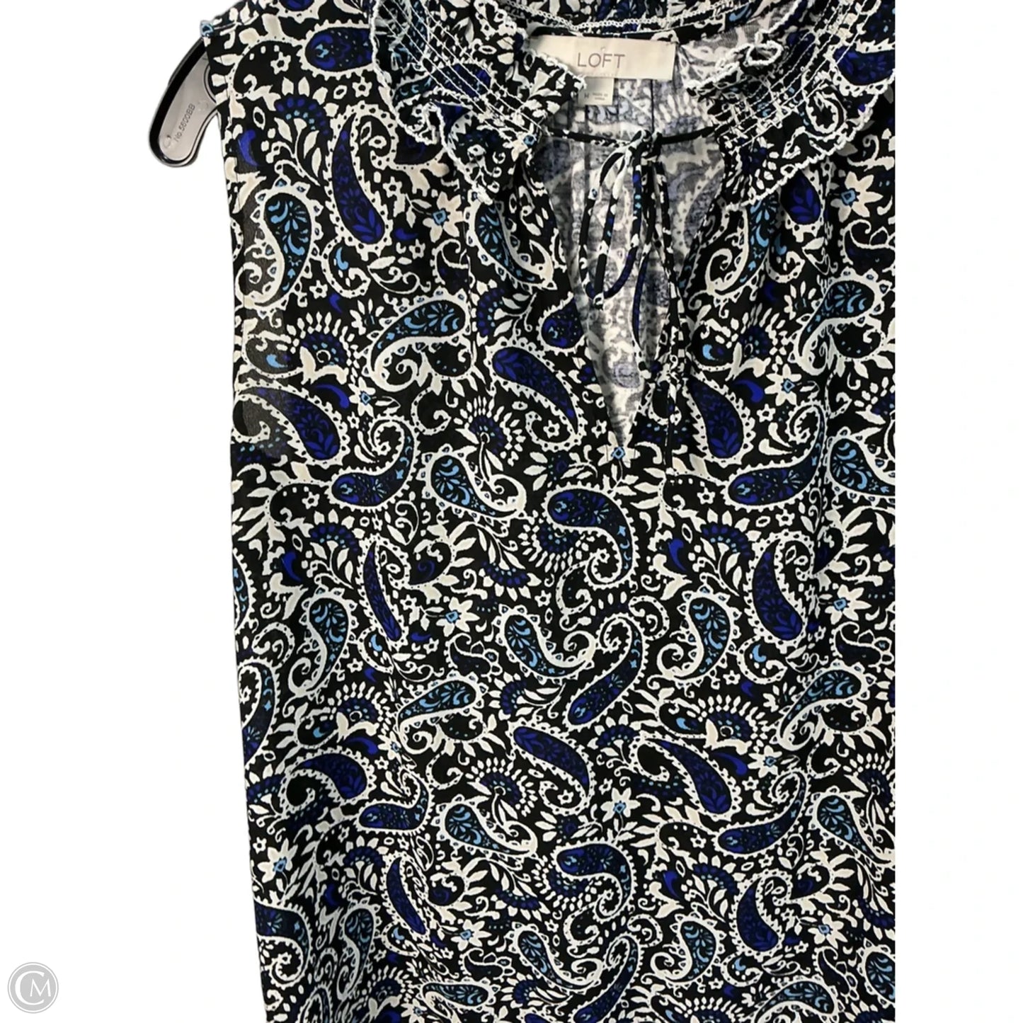 Top Sleeveless By Loft In Blue & White, Size: M