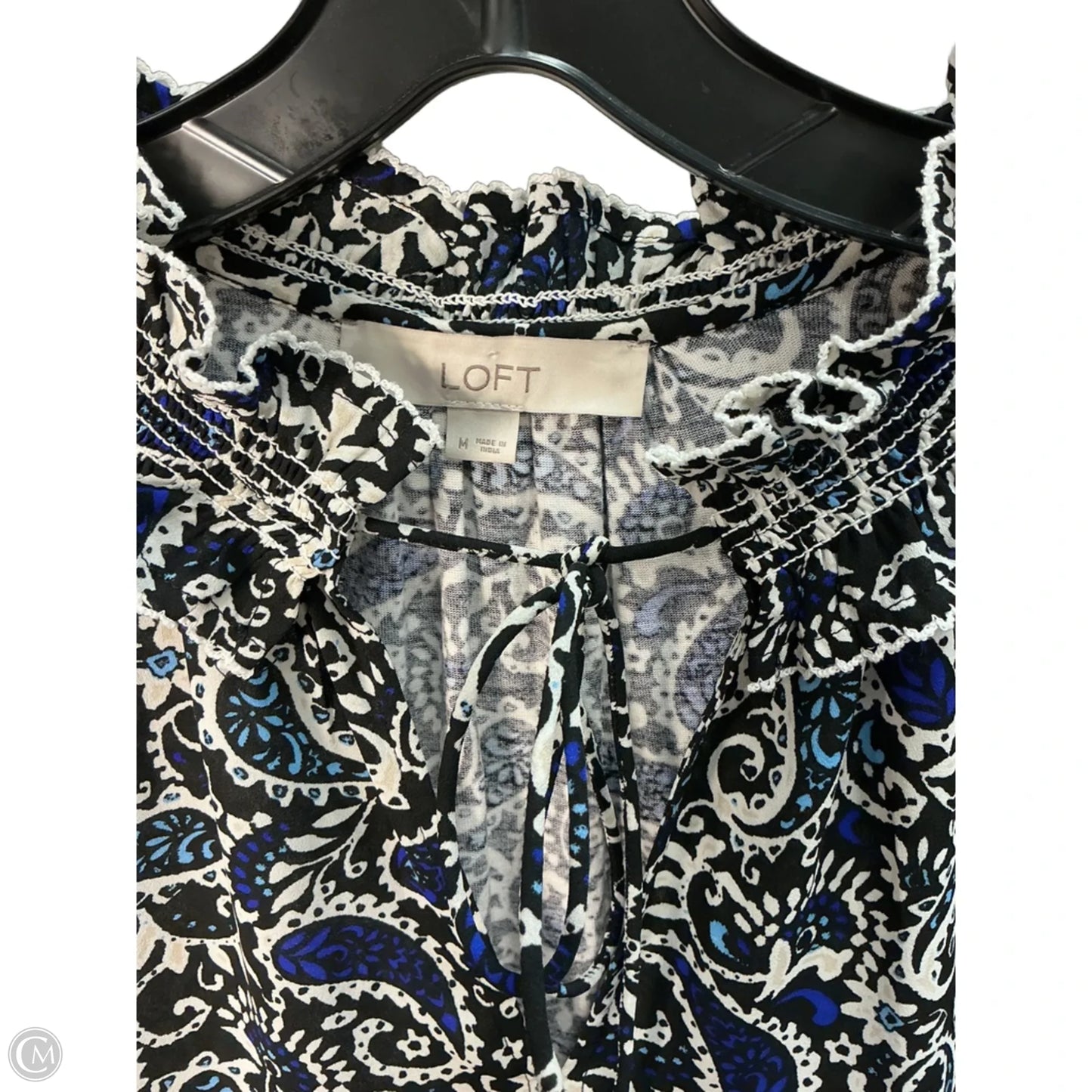Top Sleeveless By Loft In Blue & White, Size: M