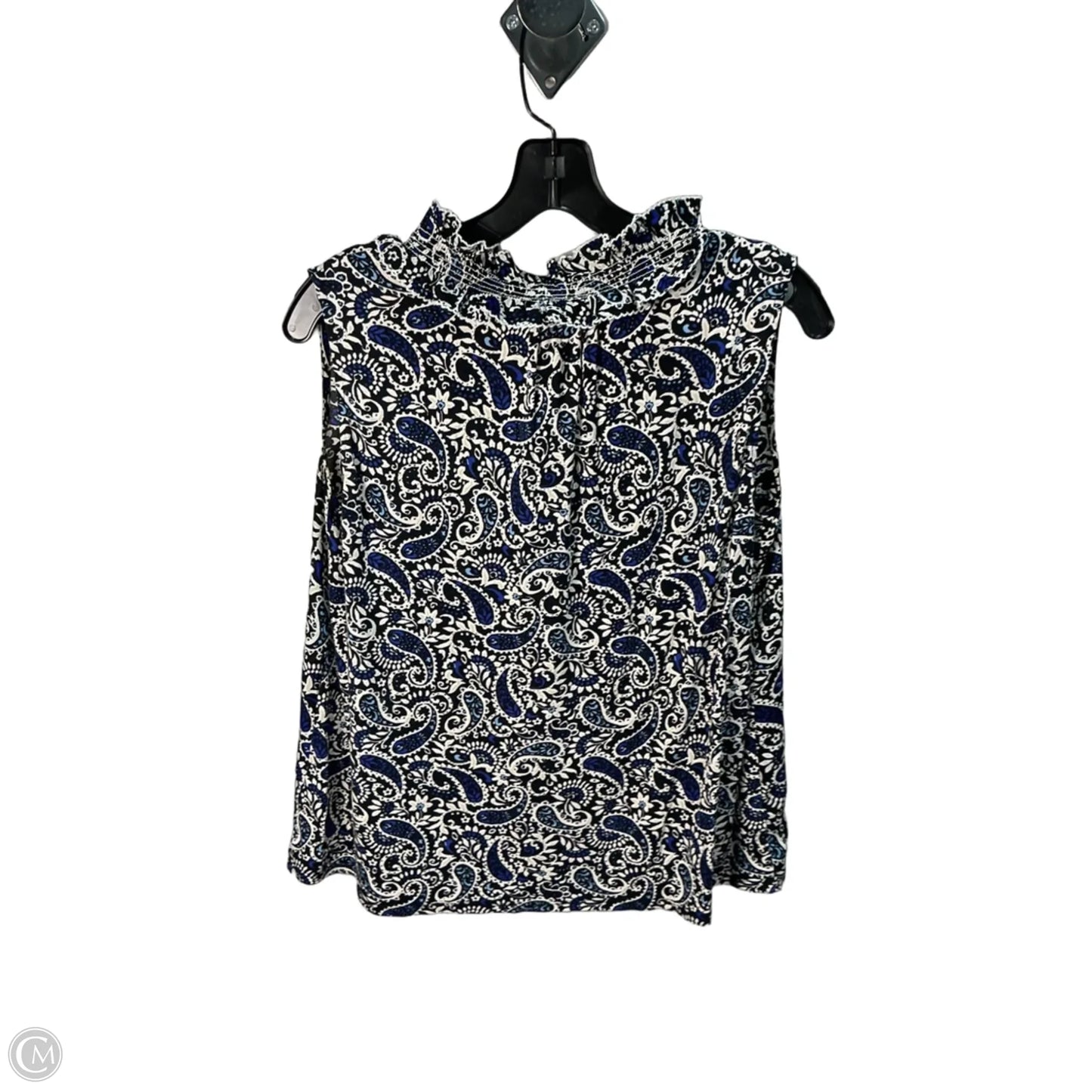 Top Sleeveless By Loft In Blue & White, Size: M
