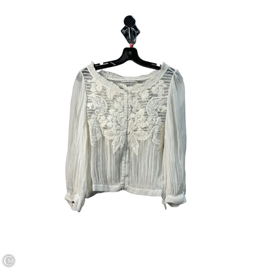 Top Long Sleeve By Alice + Olivia In White, Size: M