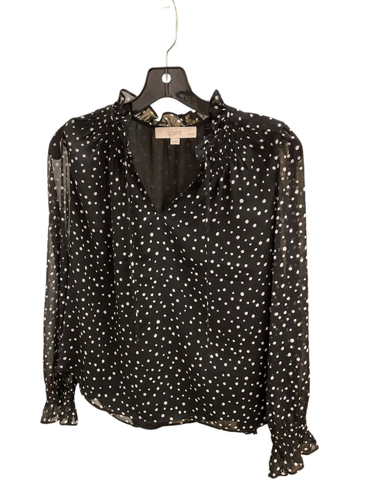 Top Long Sleeve By Loft In Black White, Size: S