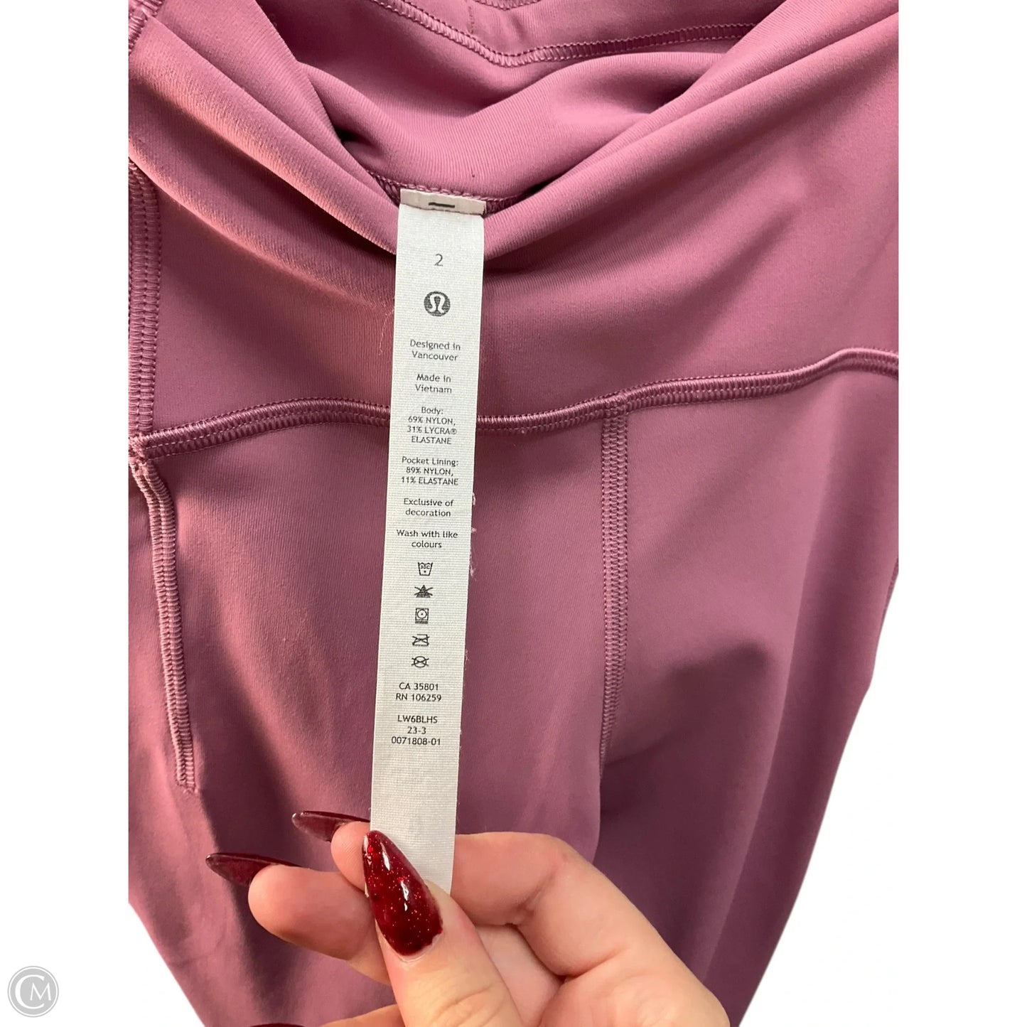 Athletic Capris By Lululemon In Mauve, Size: Xs