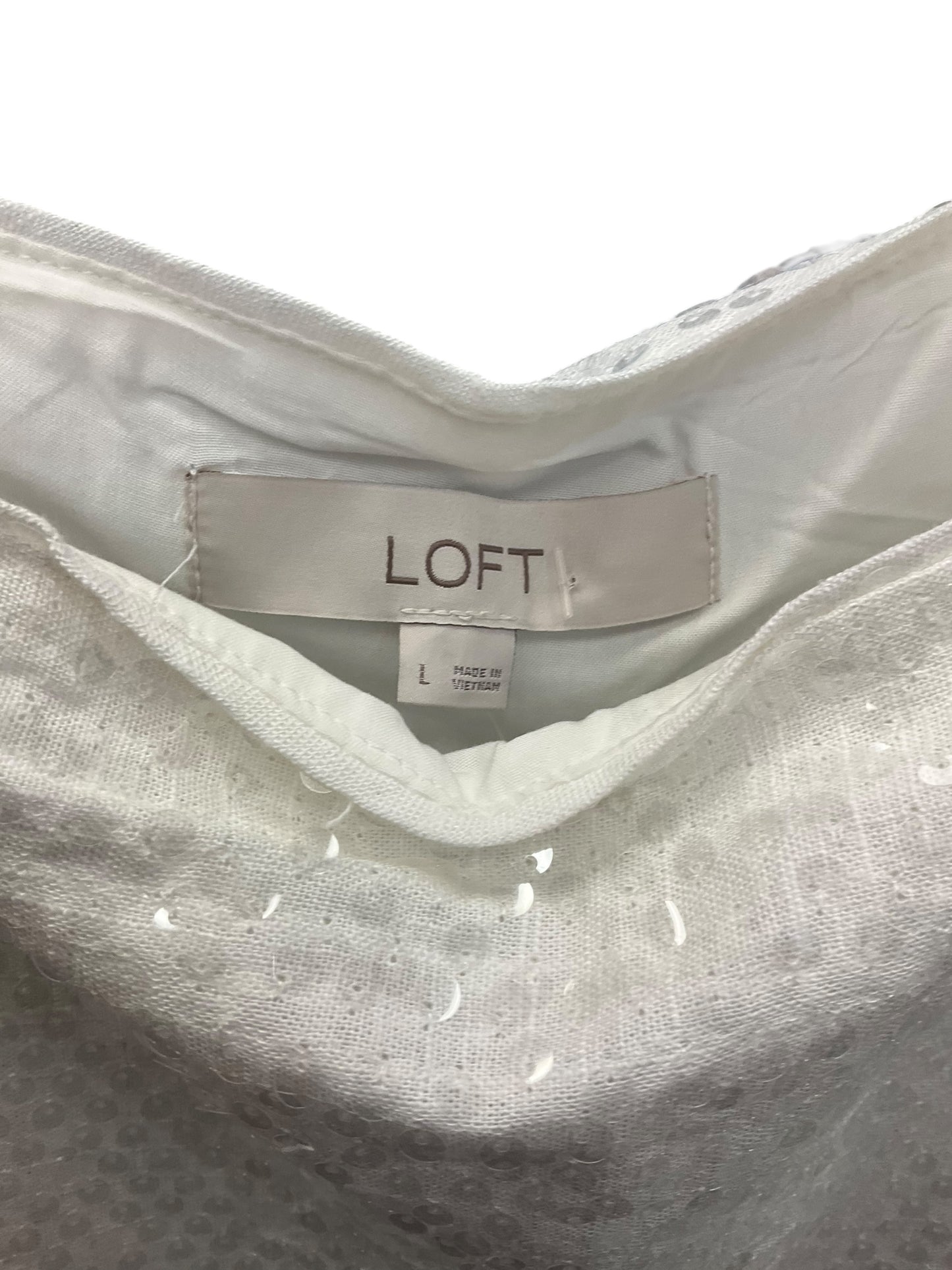 Top Sleeveless By Loft In White, Size: L