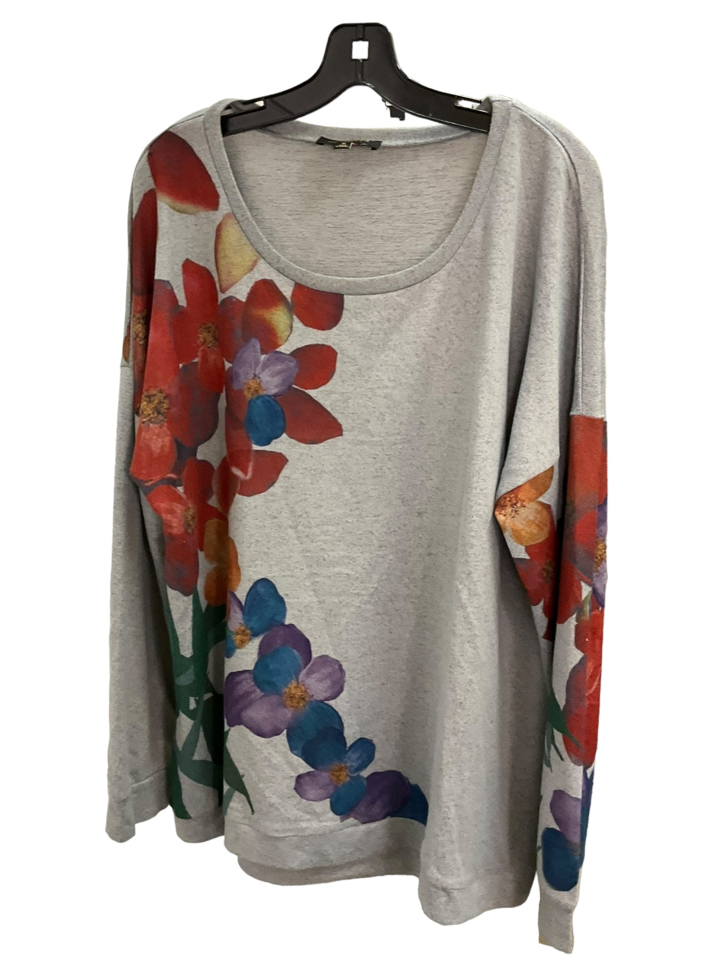 Top Long Sleeve By Suzanne Betro In Grey, Size: 18