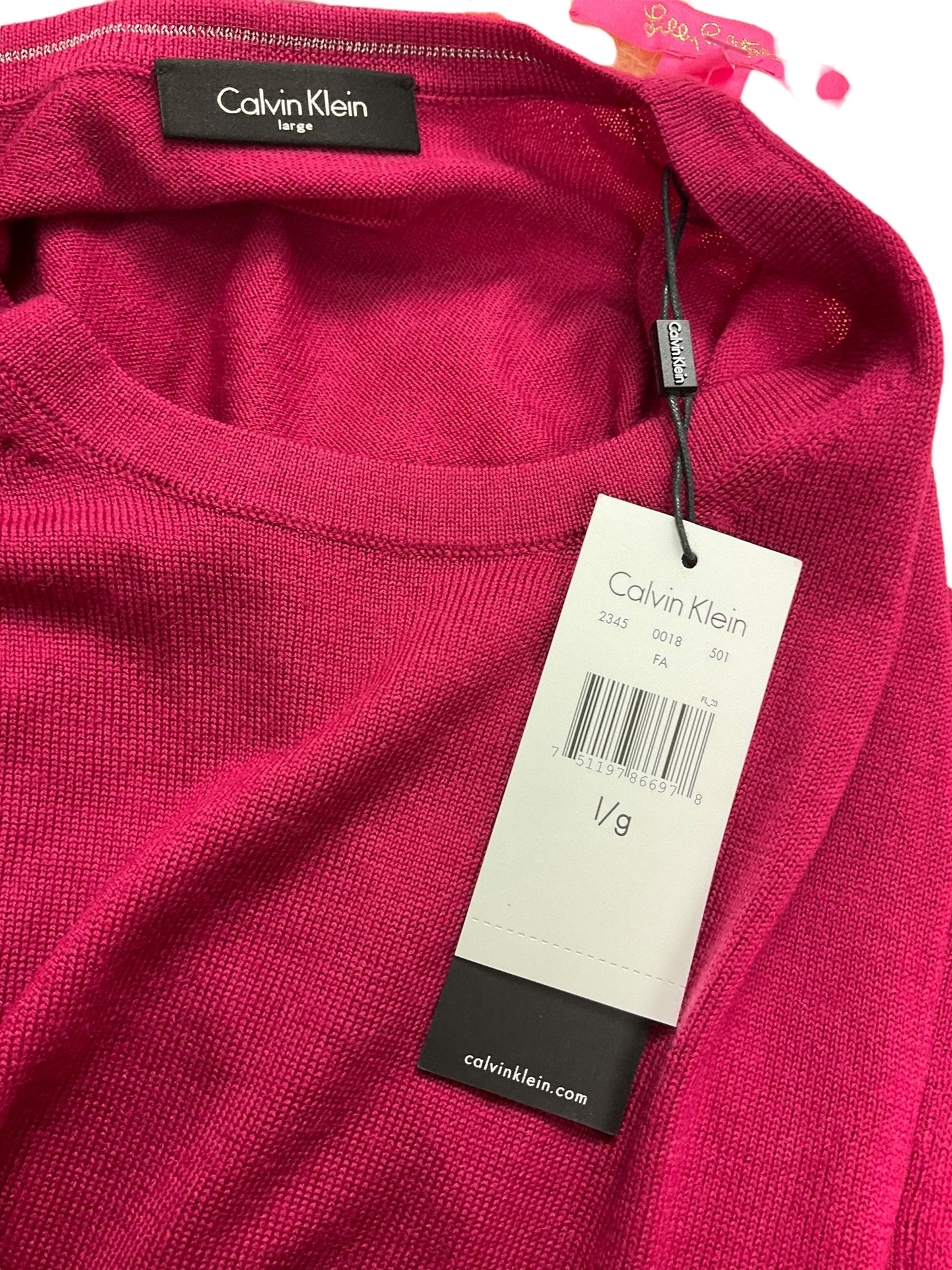 Top Long Sleeve By Calvin Klein In Raspberry, Size: L