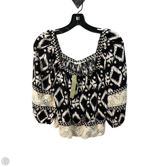 Top Short Sleeve By Christian Siriano In Black & White, Size: S