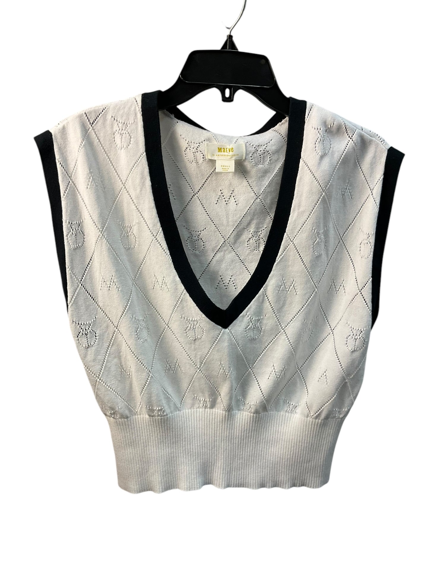 Top Sleeveless By Maeve In White Black, Size: S