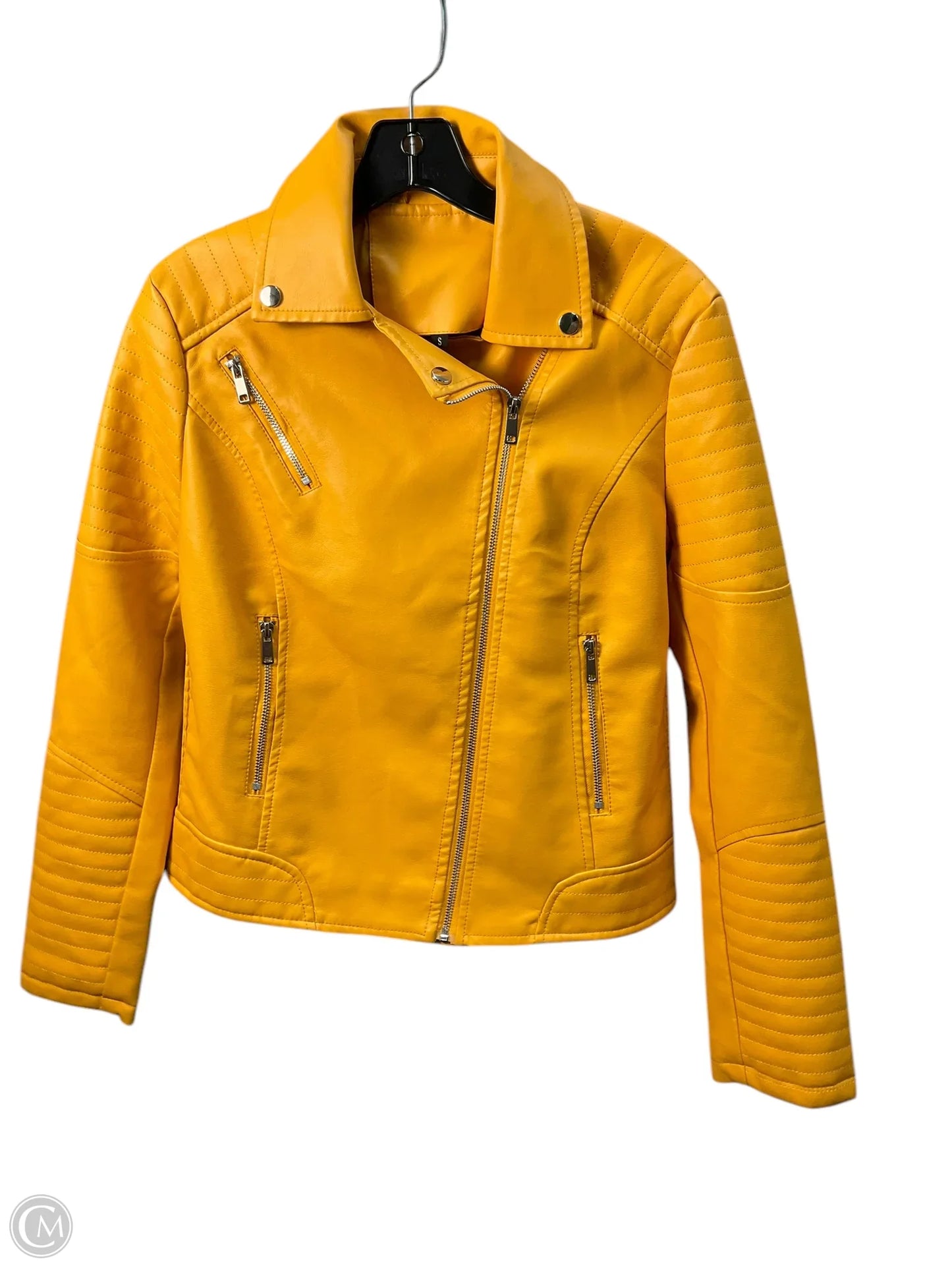 Jacket Moto By Clothes Mentor In Yellow, Size: S