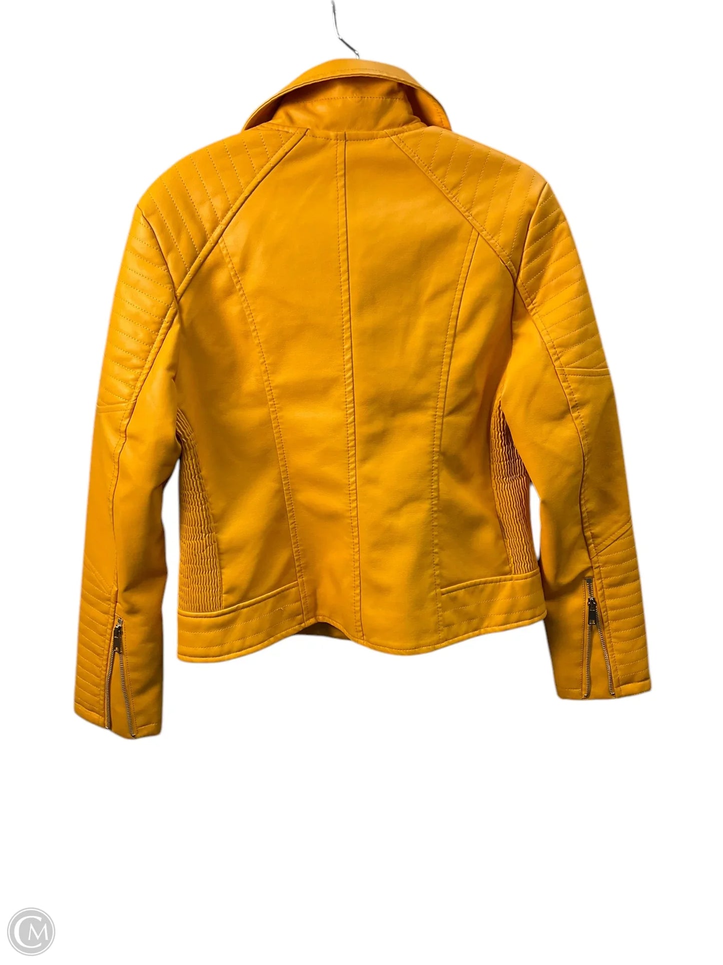 Jacket Moto By Clothes Mentor In Yellow, Size: S