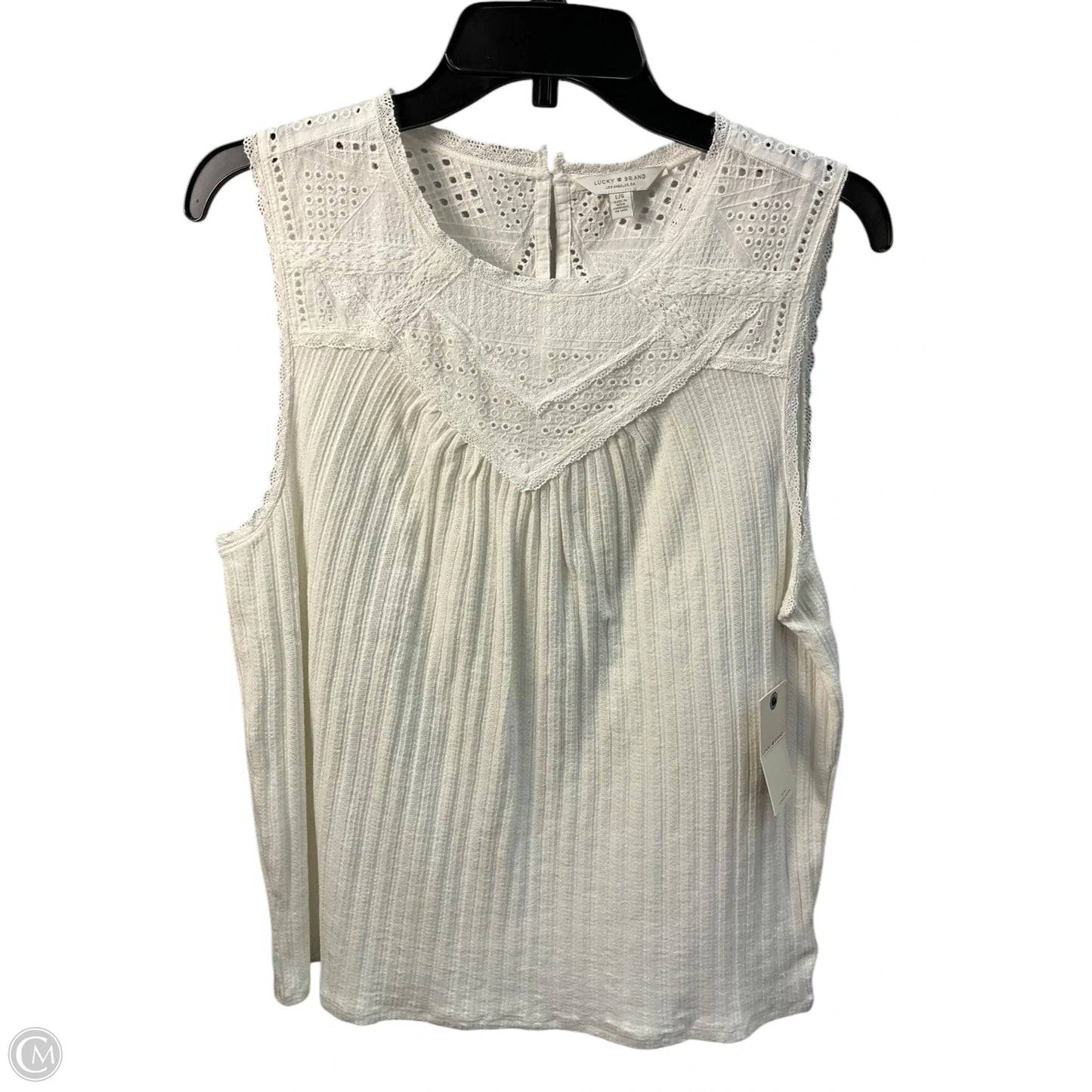 Top Sleeveless By Lucky Brand In White, Size: L