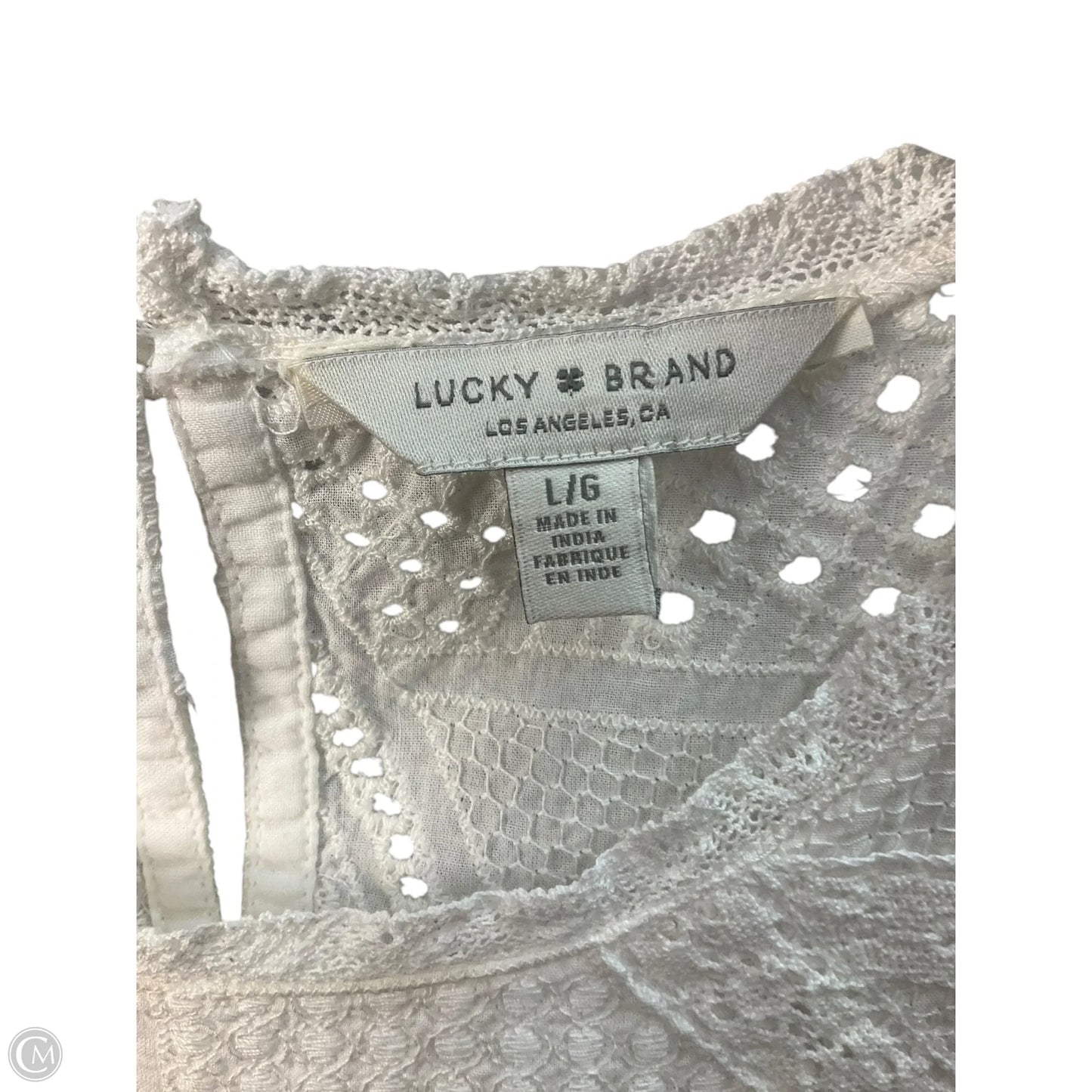 Top Sleeveless By Lucky Brand In White, Size: L