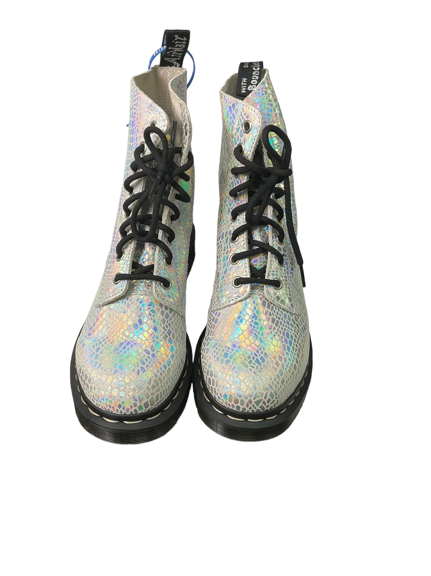 Boots Ankle Flats By Dr Martens In Silver, Size: 8