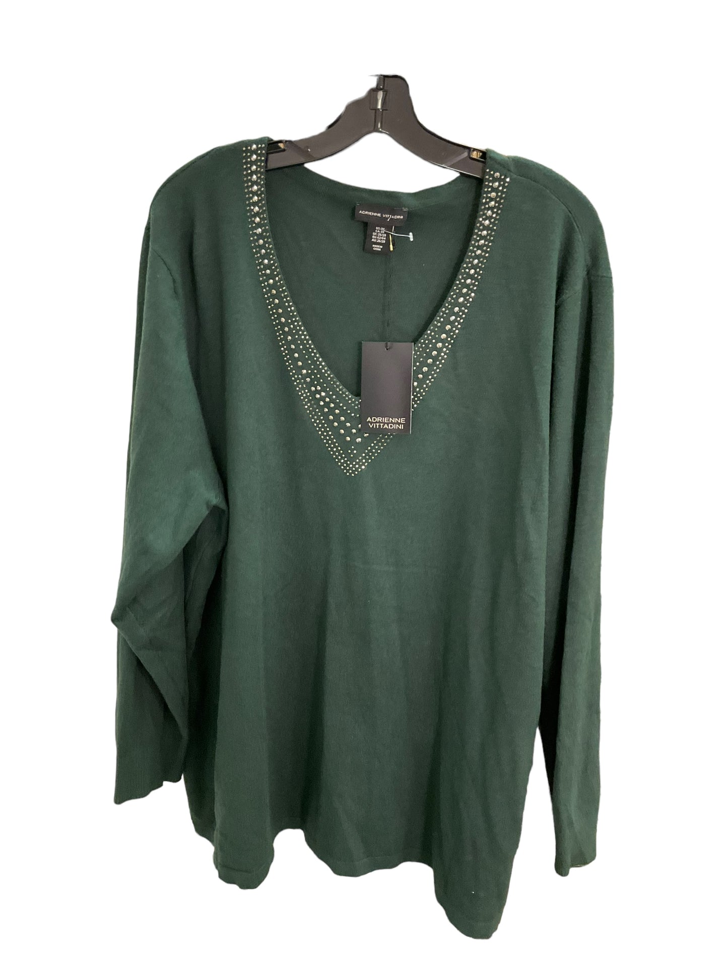 Top Long Sleeve By Adrienne Vittadini In Green, Size: 3x