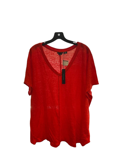 Top Short Sleeve Designer By Tahari In Red, Size: 3x