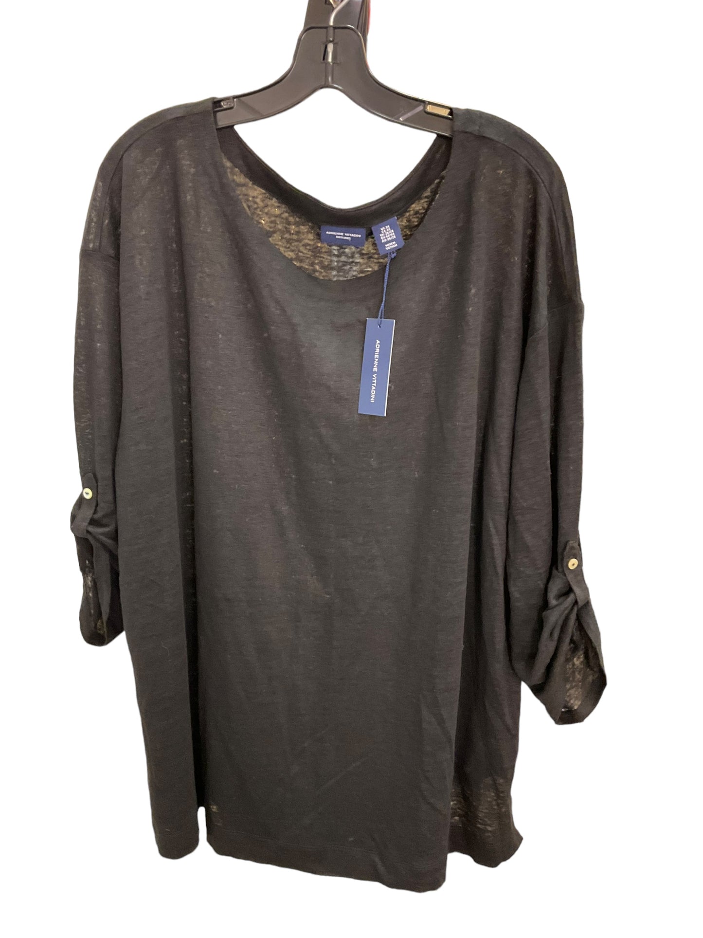 Top Long Sleeve By Adrienne Vittadini In Black, Size: 3x