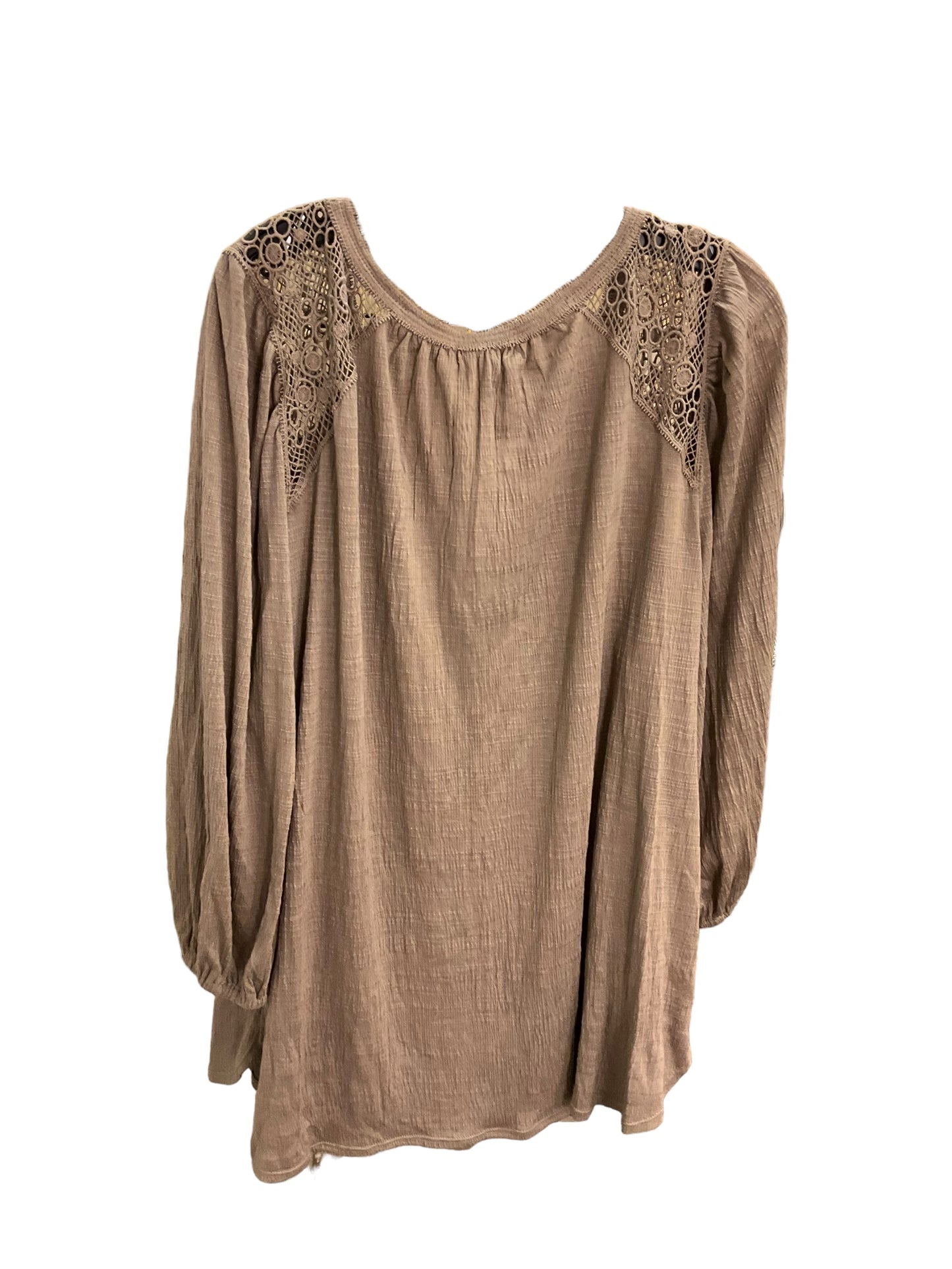 Top Long Sleeve By Max Studio In Brown, Size: 3x