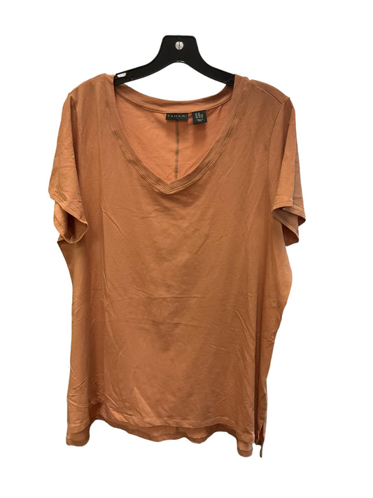 Top Short Sleeve Designer By Tahari In Brown, Size: 2x