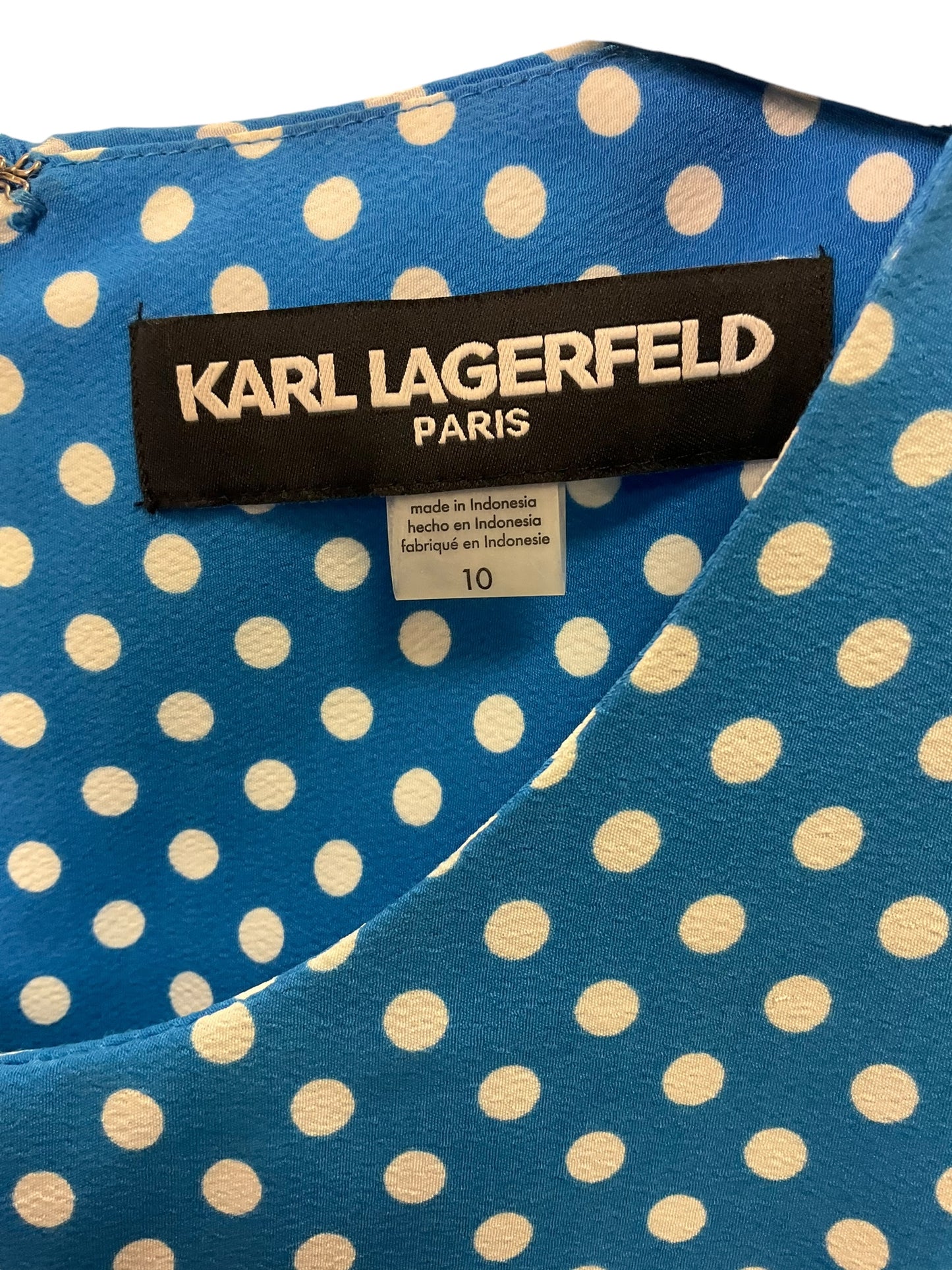 Dress Designer By Karl Lagerfeld In Blue White, Size: M