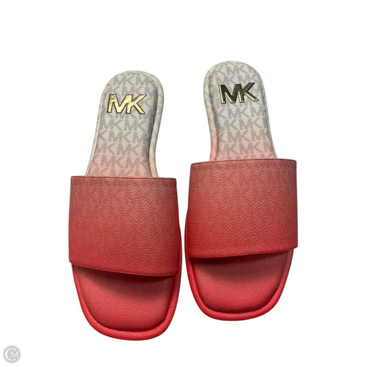 Sandals Flip Flops By Michael By Michael Kors In Orange & White, Size: 8