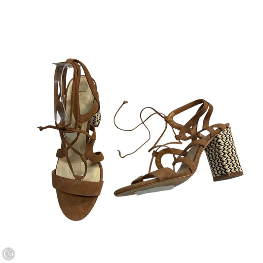 Sandals Heels Block By Nine West In Brown, Size: 9