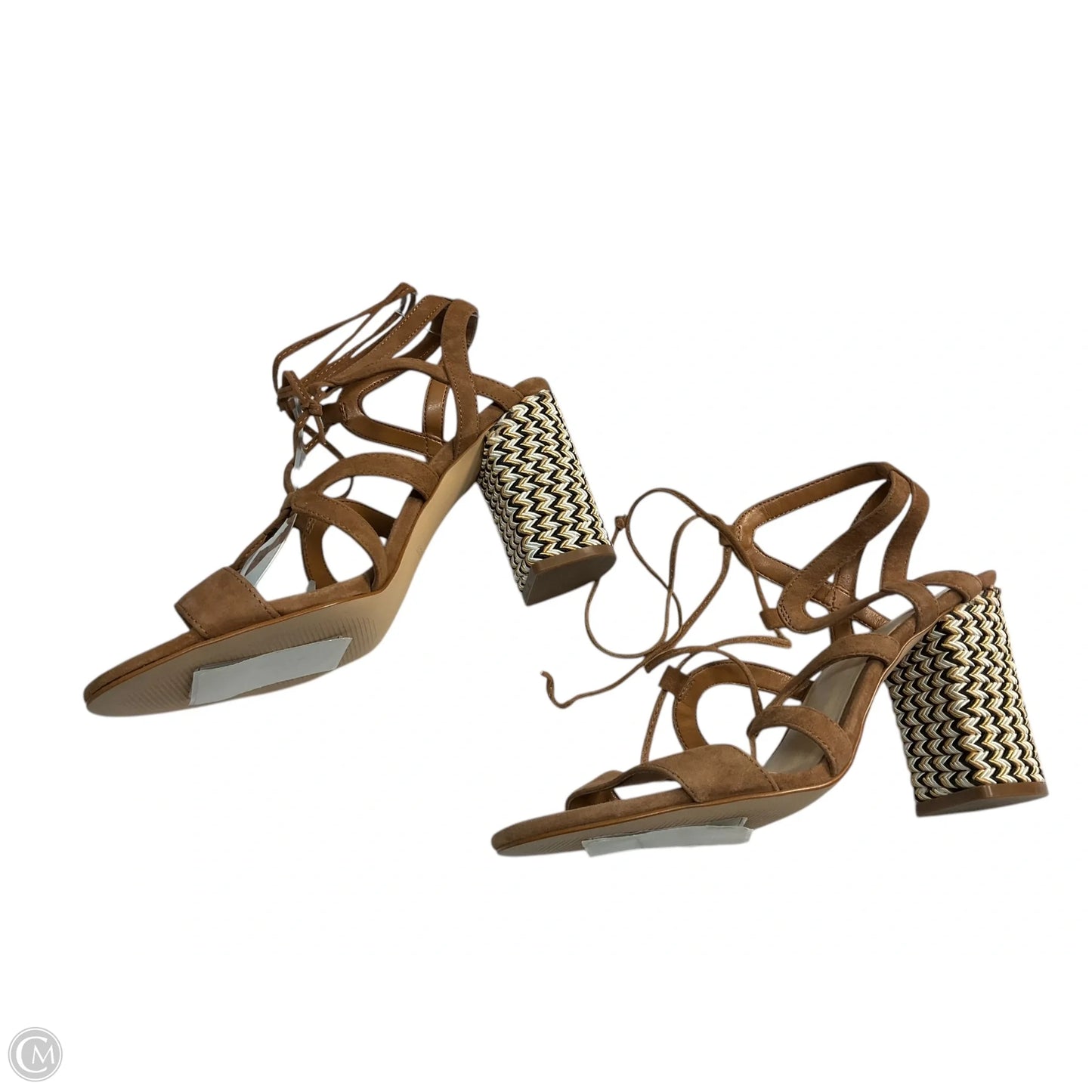 Sandals Heels Block By Nine West In Brown, Size: 9