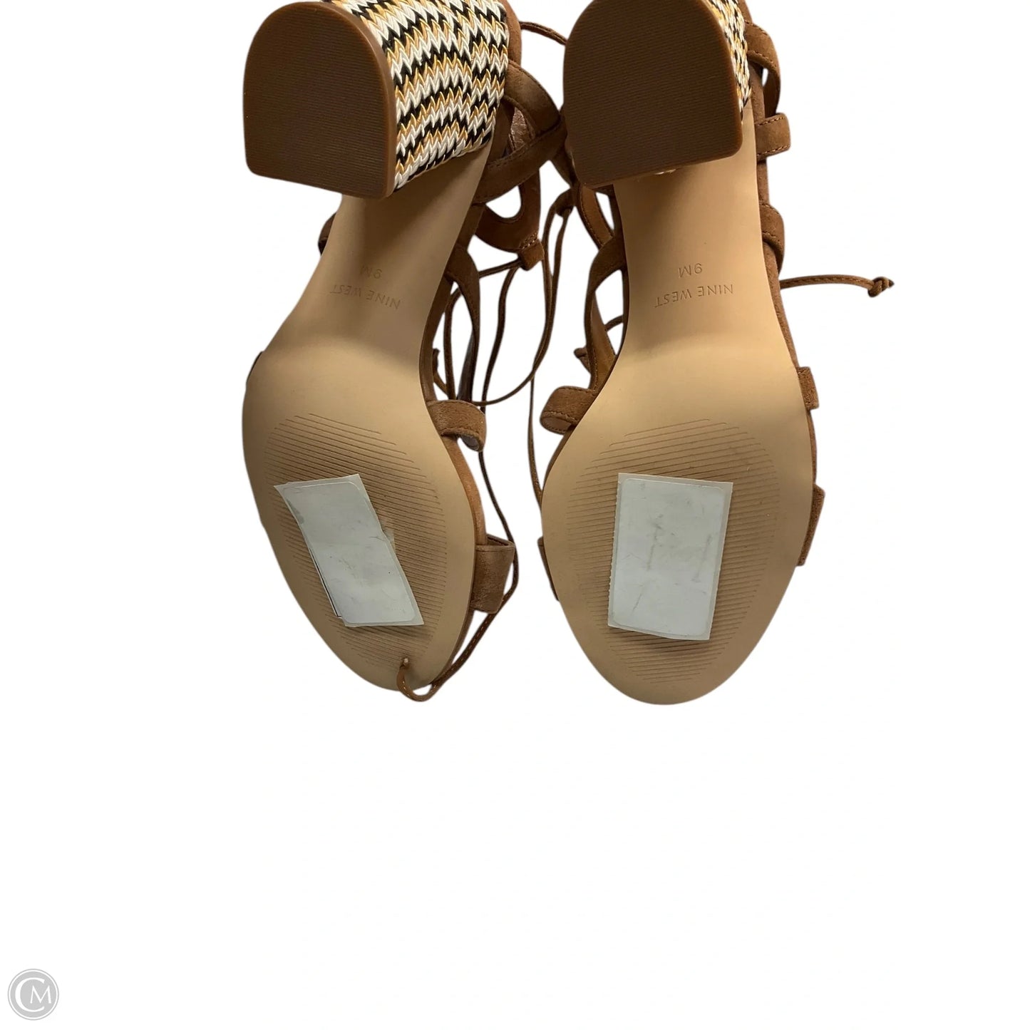 Sandals Heels Block By Nine West In Brown, Size: 9