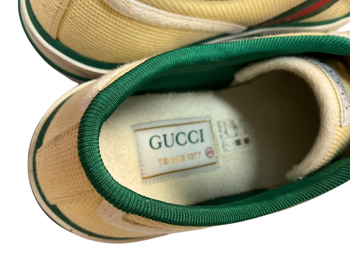 Shoes Luxury Designer By Gucci In Green Red, Size: 6.5