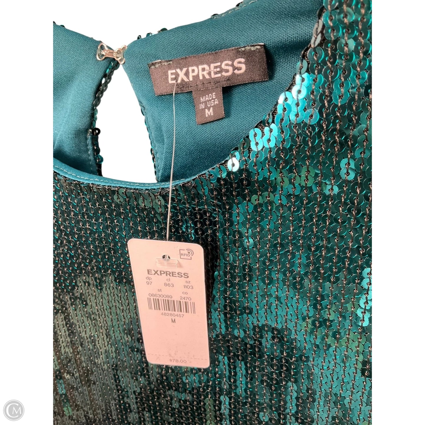 Top Sleeveless By Express In Green, Size: M