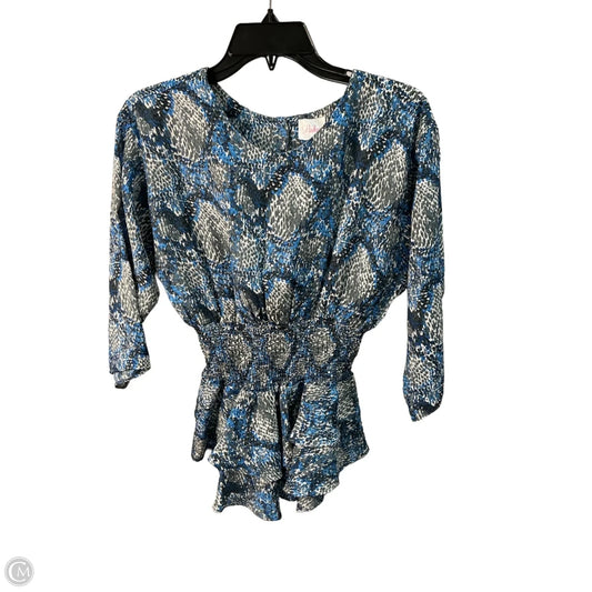 Top 3/4 Sleeve By Parker In Blue & Cream, Size: S