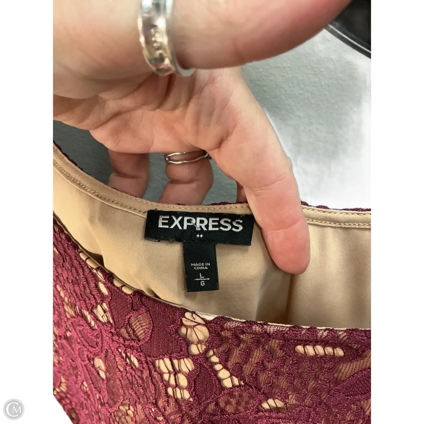 Top Short Sleeve By Express In Maroon, Size: L