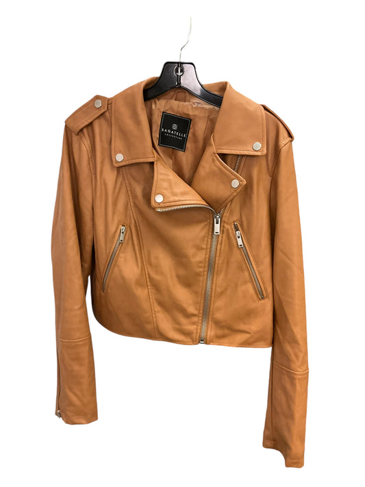 Jacket Moto By Bloomingdales In Mustard, Size: L