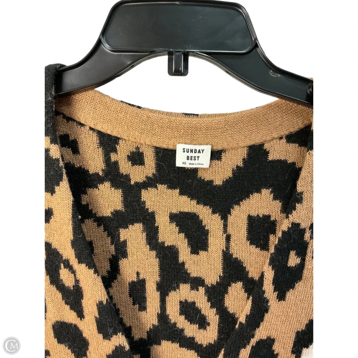 Sweater Cardigan By Sunday Best In Animal Print, Size: Xs