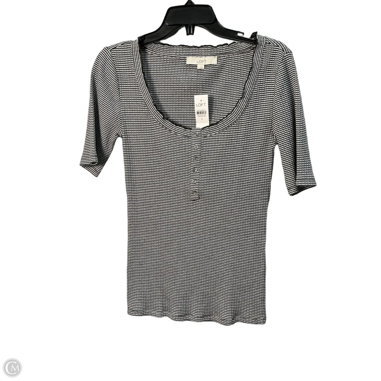 Top Short Sleeve By Loft In Black & White, Size: S