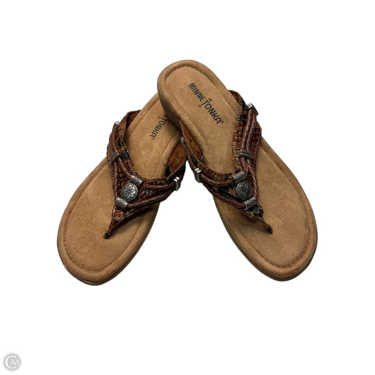 Sandals Flip Flops By Minnetonka In Brown, Size: 6