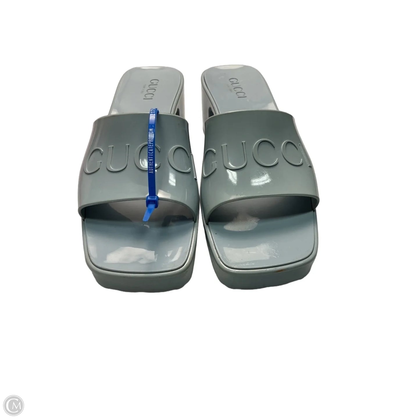 Sandals Luxury Designer By Gucci In Blue, Size: 8.5