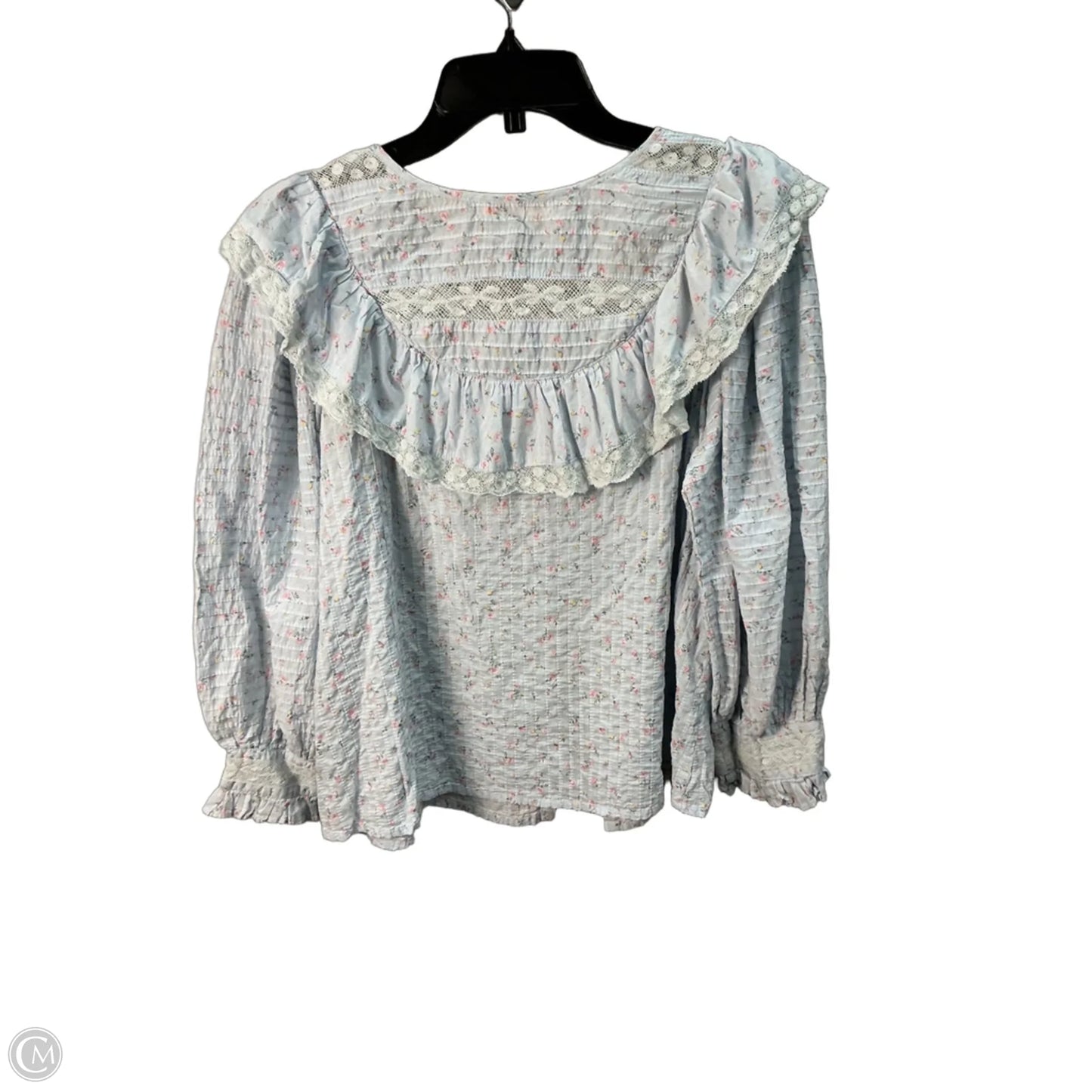 Top Long Sleeve By Loveshackfancy In Blue, Size: S