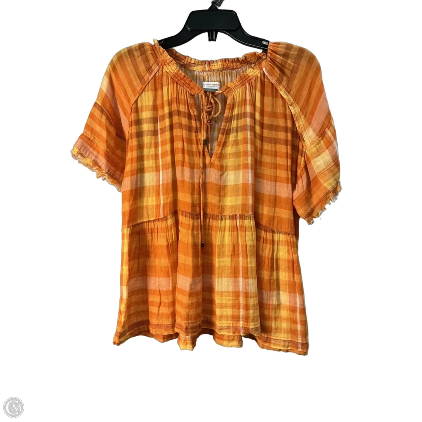 Top Short Sleeve By Anthropologie In Orange, Size: Xs