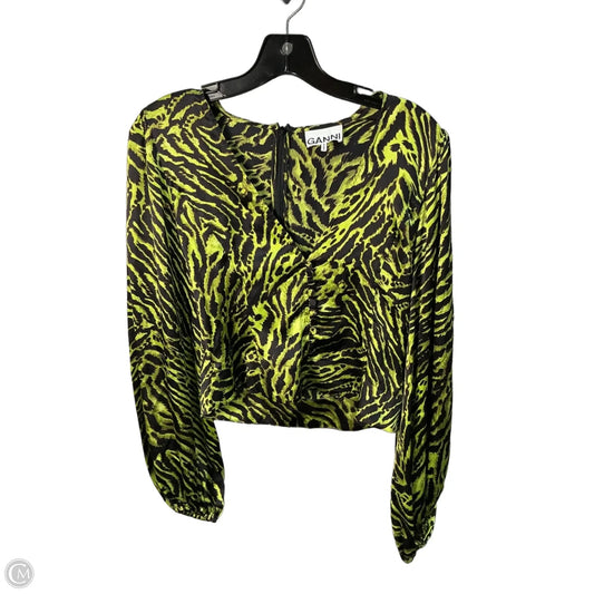 Top Long Sleeve By Ganni In Green, Size: M
