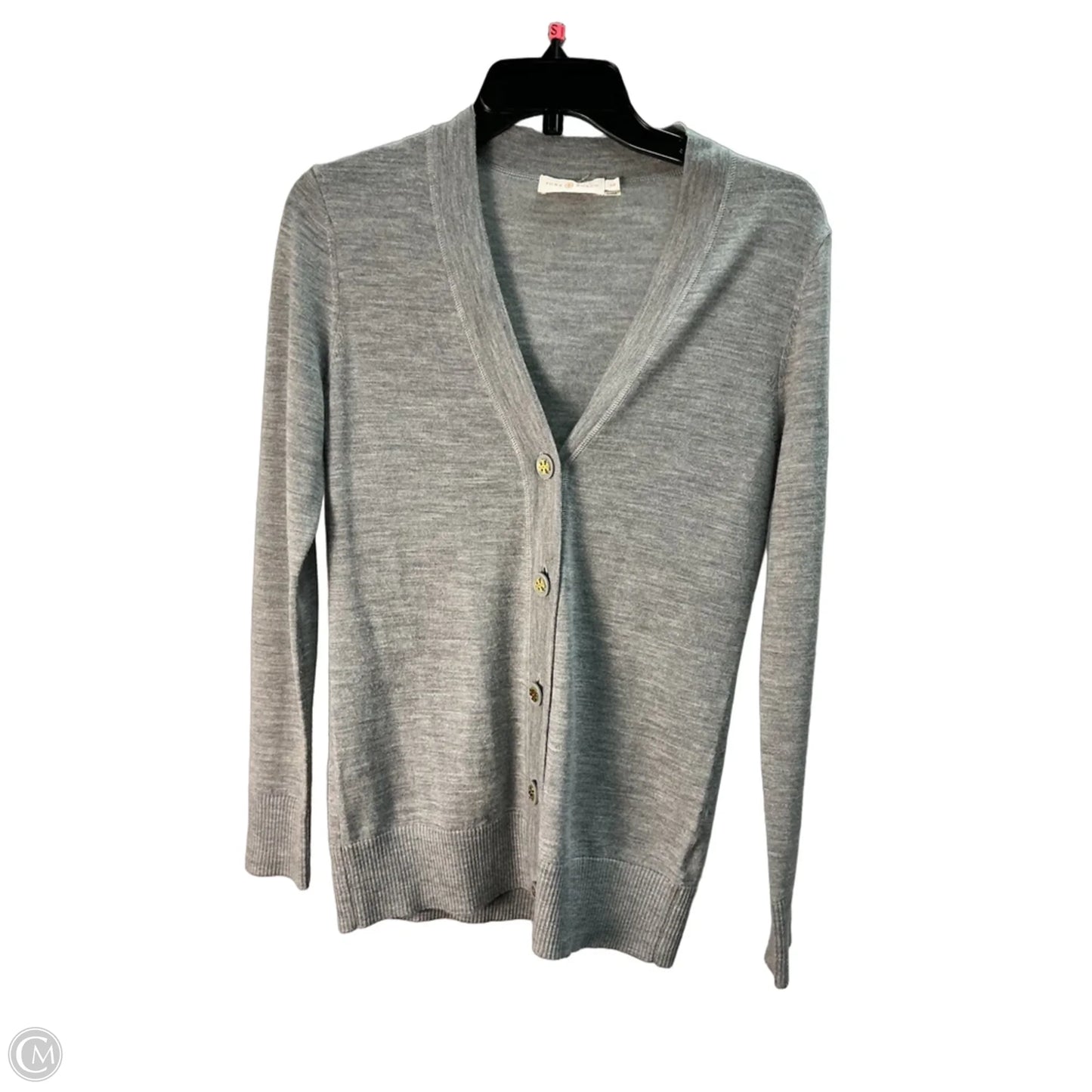 Sweater Cardigan Designer By Tory Burch In Grey, Size: S
