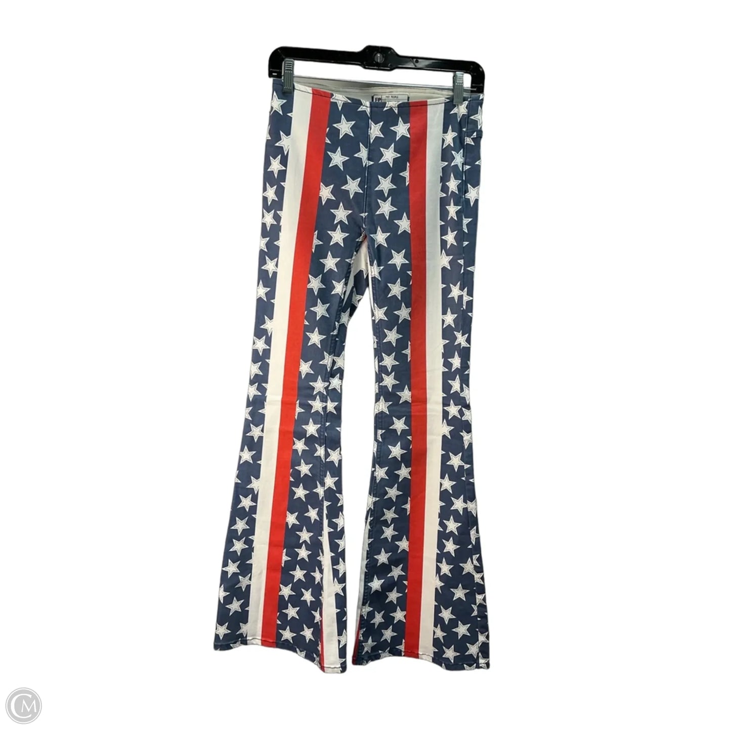 Jeans Flared By Free People In Blue & Red & White, Size: 2