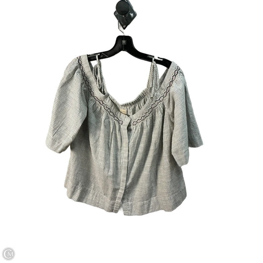 Top Short Sleeve By Rebecca Taylor In Grey, Size: L
