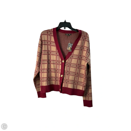 Cardigan By Clothes Mentor In Red & Tan, Size: M
