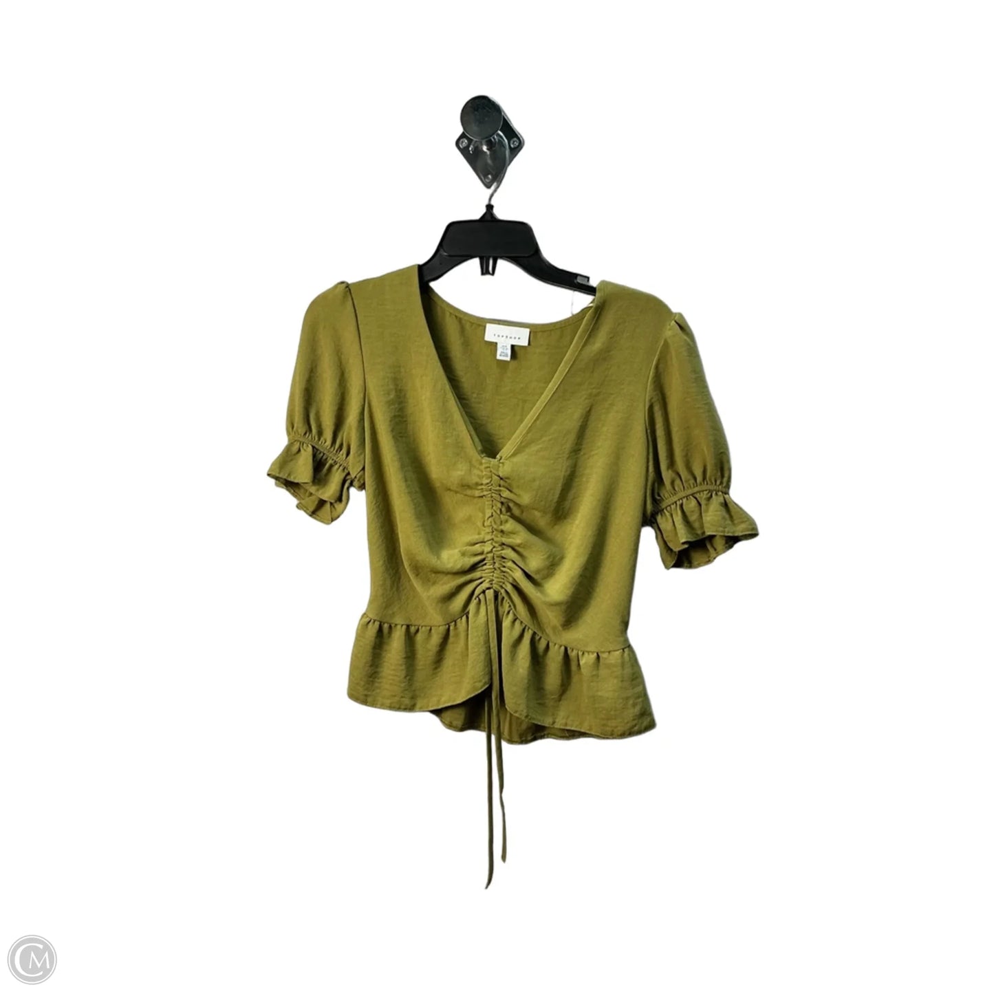 Top Short Sleeve By Top Shop In Chartreuse, Size: S