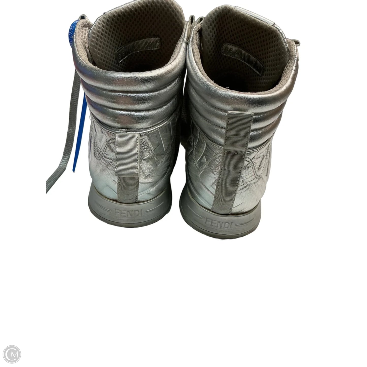 Shoes Luxury Designer By Fendi In Silver, Size: 6.5
