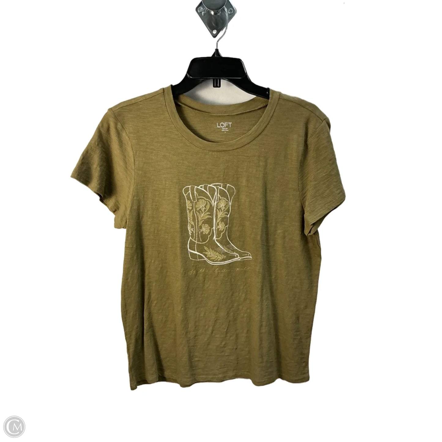 Top Short Sleeve Basic By Loft In Green, Size: L