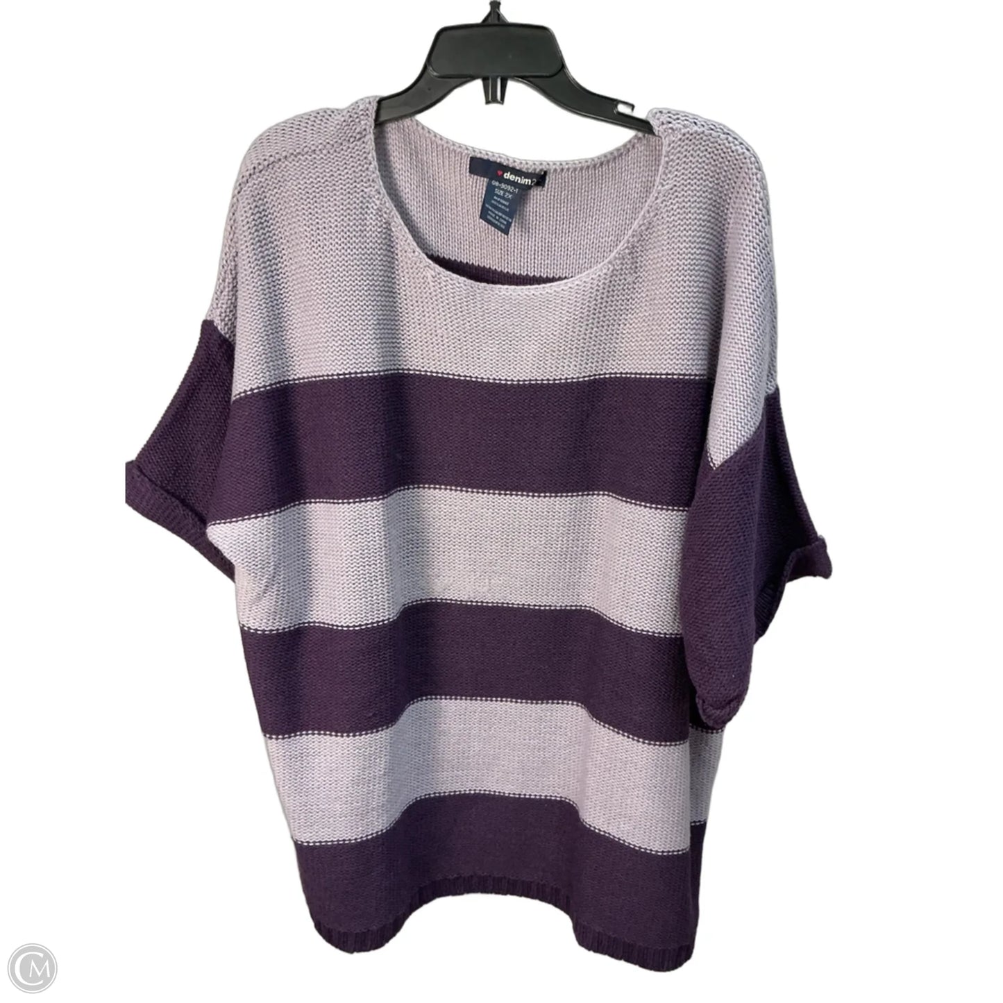 Sweater Short Sleeve By Denim 24/7 In Purple, Size: 18