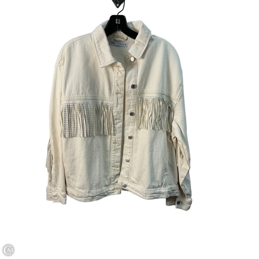 Jacket Denim By Zara In Cream, Size: M