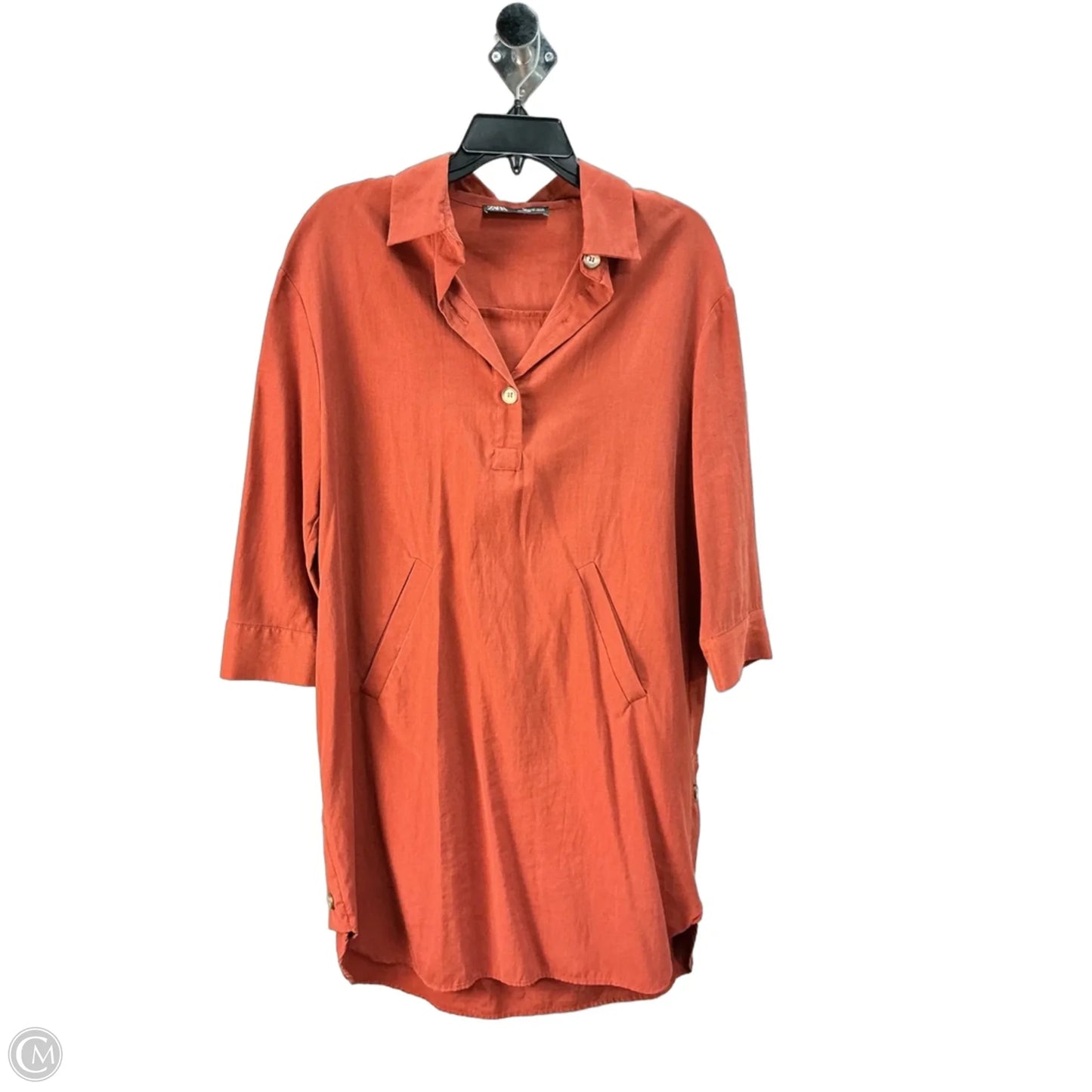Tunic Long Sleeve By Zara In Orange, Size: Xs