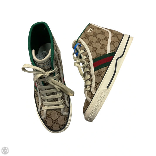 Shoes Luxury Designer By Gucci In Brown, Size: 6